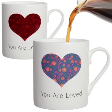 Imagem de Lovift Caneca de café presente de aniversário para mulheres, novidade amor coração mudança de cor xícara de chá de cerâmica para homens, presentes engraçados de dia dos namorados para ela, ele