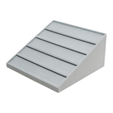 Imagem de KiBcsLic Organizador de óculos de sol e suporte para pulseiras, expositor vertical trapezoidal para óculos e joias, suporte para de grau para, Cinza