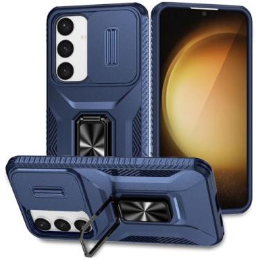 Imagem de Ailampe Capa magnética para Samsung Galaxy S25 Plus/S25+, capa para Samsung S25 Plus com capa para câmera e suporte, capa à prova de choque de grau militar azul