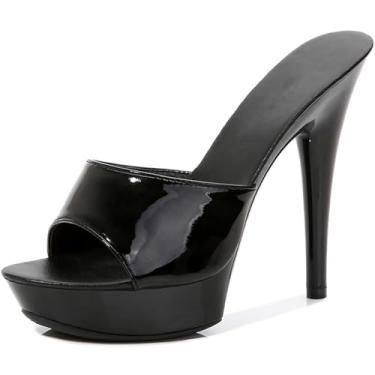 Imagem de Quixystral Sandálias plataforma stilettos sexy salto alto para mulheres com bico aberto, B - preto, 5