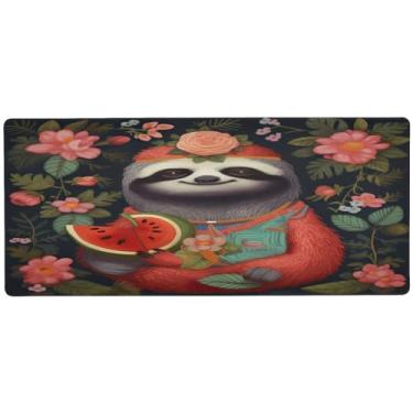 Imagem de Wassud Bicho-preguiça (8) Mouse pad para jogos com base de borracha antiderrapante, mouse pad longo para teclado de computador com borda costurada, almofada grande à prova d'água para escritório, casa