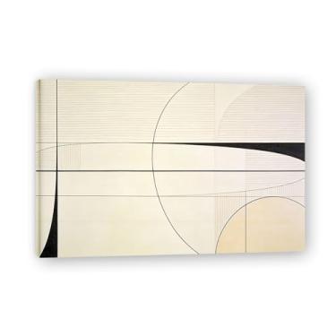 Imagem de Linhas fluidas Arte em tela minimalista: Serenidade tons neutros grande área em branco para decoração de espaço calmo 19 x 30 cm emoldurada