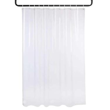 Imagem de Cortina de Box 3D Translúcida com Ilhós Reforçado em Inoxidável, PVC, Branco, 9 Argolas Incluídas