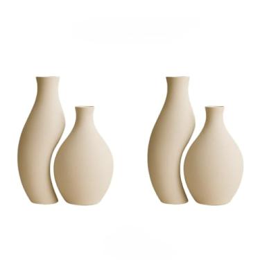Imagem de Trio de Vasos Decorativos em Cerâmica Fosca Minimalista 5 Modelos Modernos Sala de Estar Trio Bojudo(KIT 2 DUPLO)