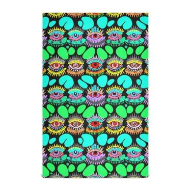 Imagem de xigua Conjunto de 1 panos de prato de cozinha com olhos coloridos, macios e altamente absorventes de secagem rápida para limpeza de pratos e limpeza à mão, 71 x 45 cm