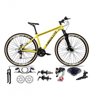 Imagem de Bicicleta Aro 29 Absolute Nero 5 Câmbios Shimano 24v K7 Freios Hidráulicos Garfo Trava Com Pneu Faixa - Amarelo 15