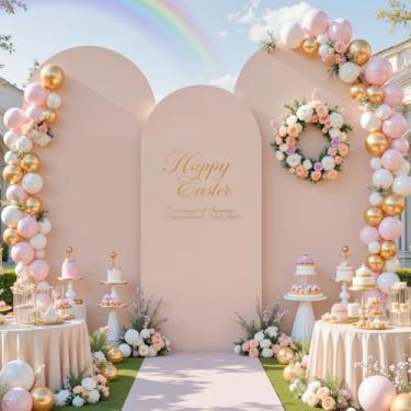Imagem de Conjunto de 3 capas de arco nude para arco de casamento, cenário elástico, para chá de bebê, festa de aniversário, 2 m, 1,8 m, 1,8 m, suporte de arco de elastano, decoração de chá de panela