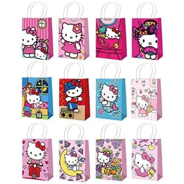 Imagem de Pacote com 24 sacos de presente de festa – 12 sacos adoráveis de papel kraft com alças, sacolas reutilizáveis de doces para festas de aniversário, chás de bebê, casamentos e celebrações de férias