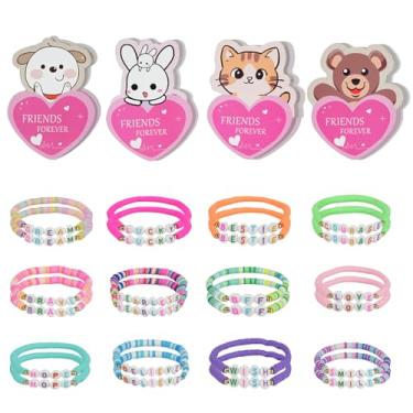 Imagem de Hcyhcx Valentines Day Cards for Kids Classroom,24 Pack Valentines Gift Cards with Friendship Bead Bracelets,Exchange Gift Valentine Party Favors for Kids Girls Boys