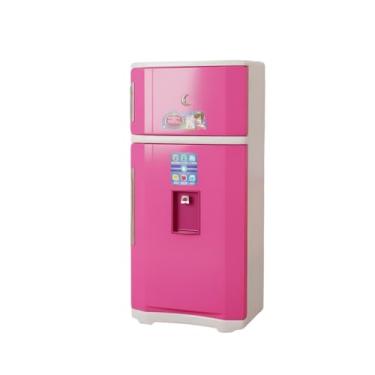 Imagem de Geladeira Infantil Duplex com Dispenser Funcional, Rosa e Branca, 64x18x28cm, Brinquedo Educativo para Crianças a partir de 3 Anos