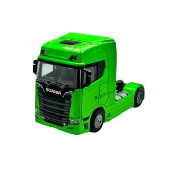 Imagem de Scania Caminhão Miniatura Metal 770S 1:32 com Fricção Basculante Decorativo e Presenteável (VERDE)