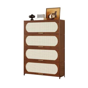 Imagem de hezhuhe2258 Aparador de sala de jantar, estante de canto de 4 camadas com armazenamento no chão para estantes de sala de estar com 100 cm de largura