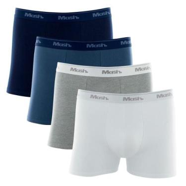 Imagem de Kit Cueca Boxer Mash 4 Peças Masculina Algodão Elástico, Azul marinho,