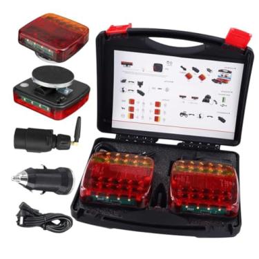 Imagem de Luzes de reboque sem fio, kit de luz de reboque LED, kit de luz de reboque recarregável com base de sucção potente para caminhões, barcos, trailers, veículos. (1 peça)