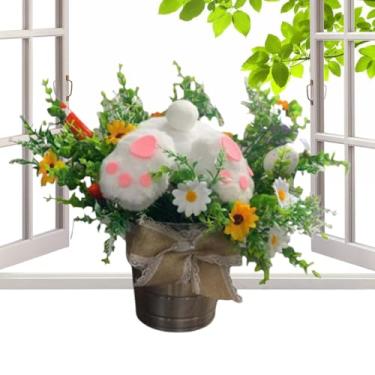 Imagem de Decoração de Ovo de Páscoa com Planta | Decoração Realista em Pelúcia para Casa, De Páscoa Para Exterior | Para Casa Escritório Festa Feriado Sala Aula Dormitório