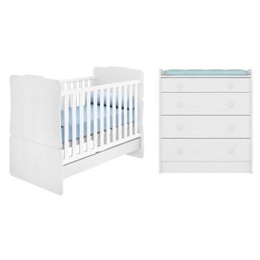 Imagem de Berço Mini Cama Sonho Encantado e Cômoda Trocador Branco 