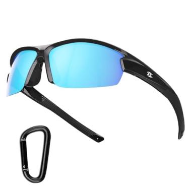 Imagem de suoso Óculos de sol esportivos polarizados para homens: Óculos de sol femininos com proteção UV400 para pesca, golfe, corrida, Lentes azuis C08, 146mm