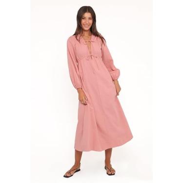 Imagem de Petal & Pup Vestido feminino Riven-manga comprida Maxi-Dress-rosa, rosa, GG