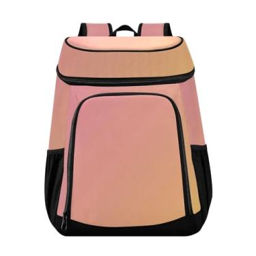 Imagem de Bolsa térmica ombré rosa amarela gradiente grande, isolada, 36 latas, mochila masculina para almoço, piquenique, pesca, caminhadas, acampamento, parque, praia