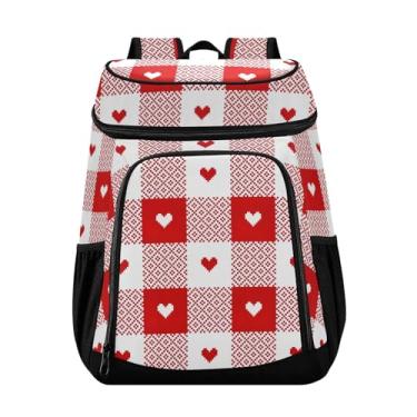 Imagem de Bolsa térmica geométrica de corações para dia dos namorados, 36 latas, à prova de vazamento, lancheira para homens, trabalho, piqueniques, acampamento, caminhada