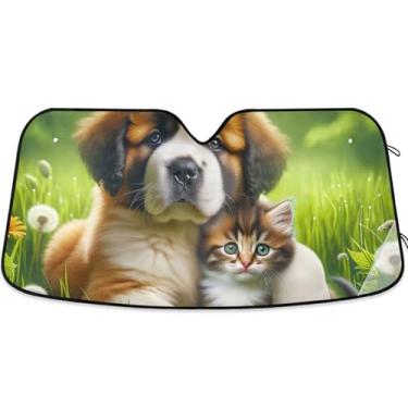 Imagem de Guarda-sol personalizado Chow Chow filhote de cachorro gatinho para para-brisa de carro bonito caminhão dobrável sombra de carro para para-brisa dianteiro S, 134,6 cm x 59,7 cm