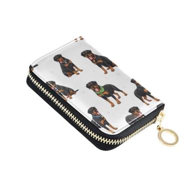 Imagem de Carteira colorida feminina de couro, porta-cartões, bloqueio de RFID, fofa, rottweiler, com estampa de pata, carteira masculina com bolso para moedas