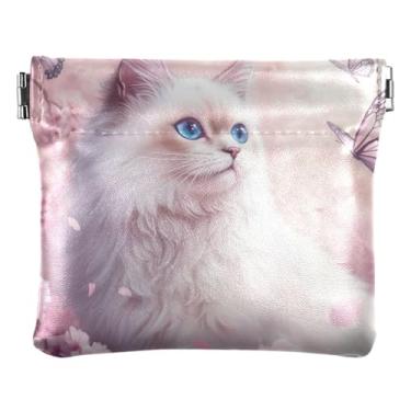 Imagem de Carteira feminina personalizada para moedas e bolsas fofas flor de cerejeira gato siamês bolsa de troca de moedas, Gato Ragdoll Flor de Cerejeira, one size, Minimalista moderno