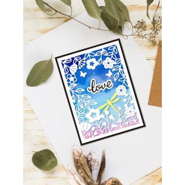 Imagem de 1 estêncil de matriz de corte de aço carbono, aço inoxidável, cor libélula, borboleta, padrão, molde de corte para álbum de fotos faça você mesmo, cartão de papel decorativo em relevo, 10,7 x 14,7 x