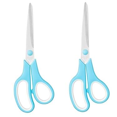 Imagem de Tesoura multiuso de 21,6 cm, pacote com 2, tesouras de lâmina ultra afiadas de 2,5 mm de espessura para acessórios de mesa de escritório, tecido de costura, artesanato doméstico, material escolar