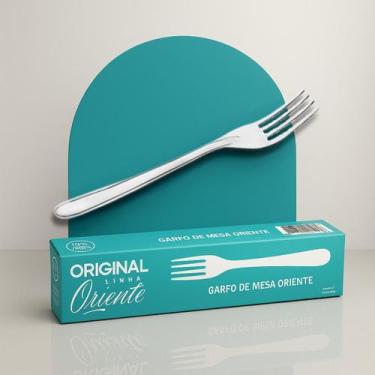 Imagem de Kit 12 Garfos Mesa Premium Aço Inox Restaurante Bar Buffet Cor:CINZA -