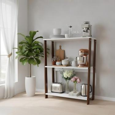 Imagem de Organizador Buffet Aparador Estante Pequena Sapateira Livreiro Estilo Industrial 3 Prateleira para Decoração Ambientes Sala Quarto Cozinha Livros Bolsas Sapatos - BRANCO/NATURE