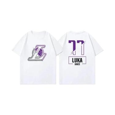 Imagem de Camiseta De Manga Curta Lakers Luka Doncic Para Homens E Mulheres, Cas
