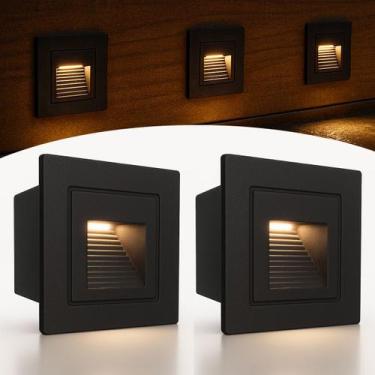 Imagem de 2 Balizador Para Embutir Parede Preto Mini Led Externo Lup76 - Acende 
