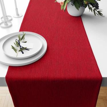Imagem de 1 Caminho Trilho Mesa Impermeável PVC Juta Vermelho 42x140 - IDEALIZA