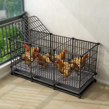 Imagem de LOERSS Gaiola de coelho, gaiola de cachorro de gato, galinheiro, com bandeja removível, roda, gaiola grossa de aço resistente para animais de estimação para cães pequenos, gatos, coelhos (preto) (G)