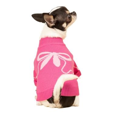 Imagem de Fitwarm Suéter de dia dos namorados com laço, roupas térmicas de inverno para cães pequenos, menina, roupa charmosa para dia dos namorados, suéter de chihuahua para filhotes, roupas para animais de