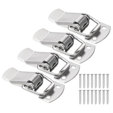 Imagem de PATIKIL 4 peças de trava de aço inoxidável acionada por mola, caixa de ferramentas de 3,8 cm, trava de fixação com parafusos de montagem para caixa de madeira de celeiro de porta de armário