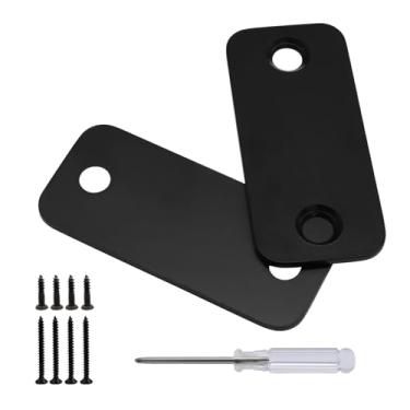 Imagem de LifCratms Pacote com 2 placas de cobertura de furo de porta de 2,5 x 6,5 cm, placa de cobertura de fechadura de aço inoxidável com parafusos e chave de fenda (preto)