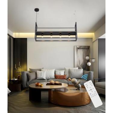 Imagem de Luminária pendente LED moderna em estilo nórdico, ideal para restaurantes, com controle remoto e intensidade de luz ajustável. Perfeita para instalação embutida no teto, cozinhas, salas de e