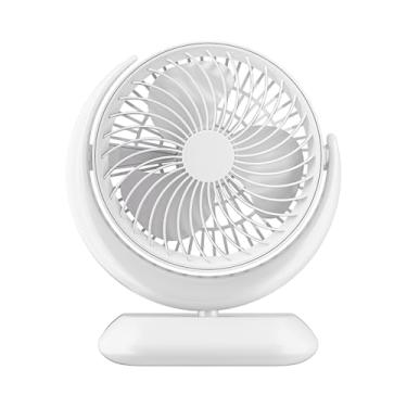 Imagem de Ventilador de Mesa em Forma com Saída Ar Ajustável 45 Ventilador Circular Plugue Direto Luz Quente para Uso no Escritório e Casa
