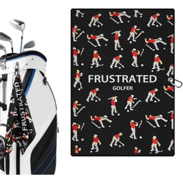 Imagem de EcoDuck Toalha de golfe de microfibra 40,6 x 61 cm com clipe mosquetão, toalha de taco de golfe ultra absorvente de trama waffle para carrinhos e bolsas, acessórios de golfe premium, presentes de