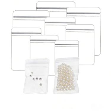 Imagem de 100 pçs Bolsa de joias transparente de PVC transparente com fecho de correr, antimanchas, bolsa de joias hermética à prova de poeira, bolsa de plástico com zíper, embalagem de PVC autovedante, suporte