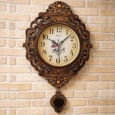 Imagem de Relógio De Parede Pendulo Elegante Boala Floral Rustico 59cm - Genéric