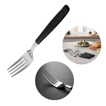 Imagem de Jogo com 6 Garfos de Mesa com Cabo Preto de Aço Inox Premium