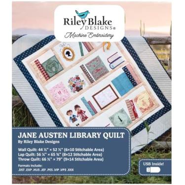 Imagem de Padrões de bordado de máquina Riley Blake: design digital, compatível com as principais máquinas, tamanhos escaláveis e instruções detalhadas (colcha de biblioteca Jane Austen)