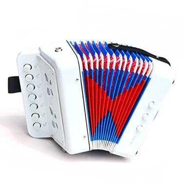 Imagem de Cryfokt Instrumento Musical de Acordeão Infantil, Brinquedo Com 7 Teclas para Crianças, Desenvolvimento de Habilidades Sensoriais e Intelectuais, Material Plástico para Conjunto e Prática (Branco)