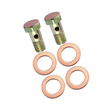 Imagem de Partuto Conjunto de 2 conjuntos de kit adaptador de freio de parafuso banjo M10x1,5 rosca de linha de freio único parafuso banjo com espaçadores de 10 mm de substituição