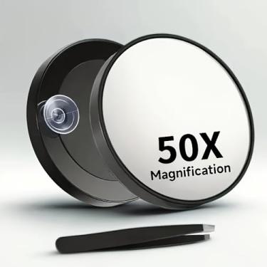 Imagem de 1 espelho de aumento 50X, uma lupa de 50X com ventosa e um extrator de espinhas, acessórios de ferramenta de maquiagem para remoção de cravos, adequado para aplicação precisa de maquiagem