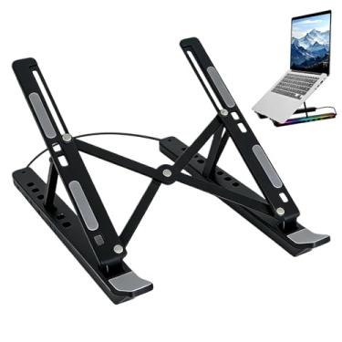 Imagem de Suporte Docking para Laptop | Porta-Tablet Dobrável com Refrigeração USB - Base com Iluminação RGB para Computador | Para Escritório Casa e Carregamento Monitor