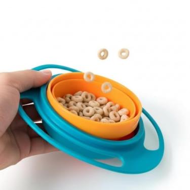Imagem de POTINHO TIGELA PRATO MÁGICO INFANTIL 360 GRAUS ANTIDERRAPANTE PARA BEBÊS ALIMENTAÇÃO COR LARANJA